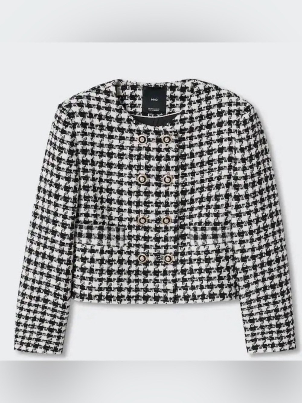 Mango cropped tweet blazer